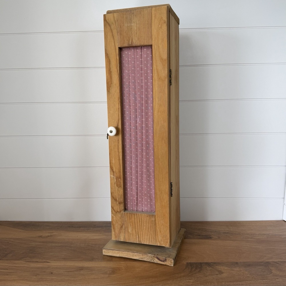 VTG 80's  Wood Toilet Paper Cabinet Holder Cottage Grannycore Farmhouse Bath